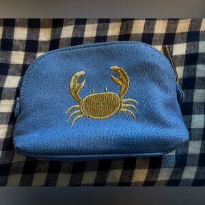 Spartina 449 Blue and Gold Crab Cosmetic Bag
